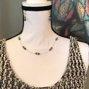 Chicos Light Blue Dainty Earrings and Necklace Set